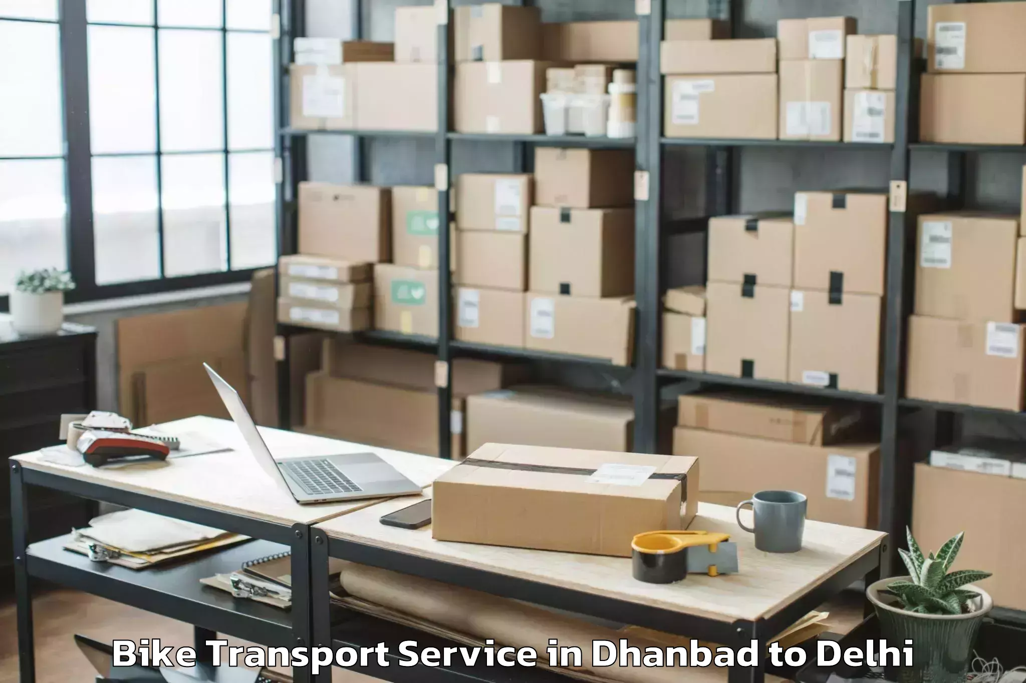 Reliable Dhanbad to Shahdara Bike Transport